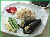 沖アミを利用した料理クリルの手巻き寿司